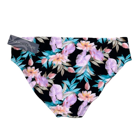 Aqua Couture XL 16 18 Swim Bikini Bottom Hipster Flowers Tropical Swimwear NWT - Picture 5 of 9